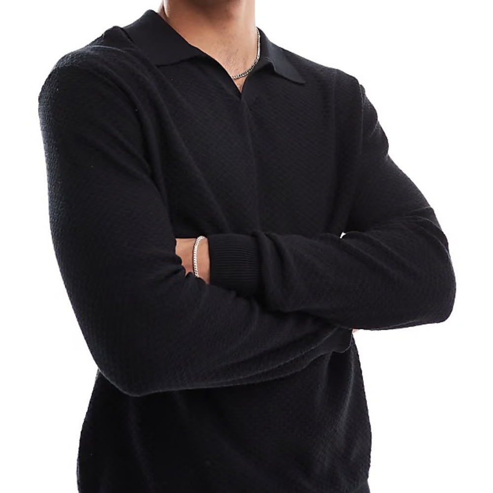 Cotton On Men's Textured Black Polo